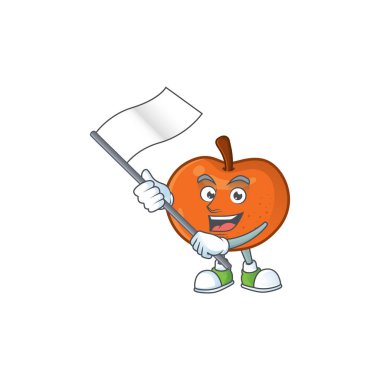 Maskot ile bayrak meyve mandalina çizgi film karakteri ile