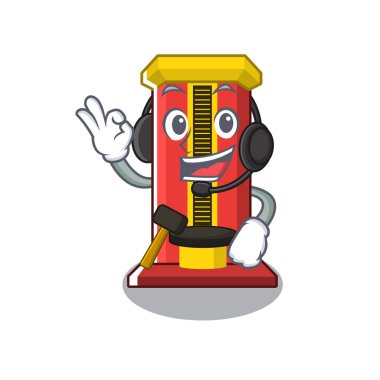 Karikatür ile kulaklık çekiç oyun makinesi ile