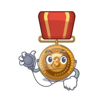 Doktor bronz madalya maskot ile izole