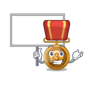 Maskot ile izole kurulu bronz madalya getirin