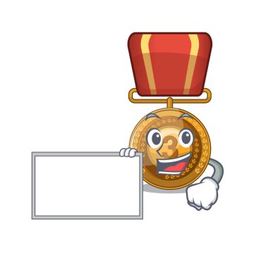 Maskot ile izole kurulu bronz madalya ile