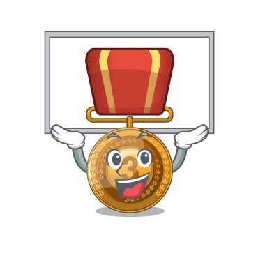 Up board bronz madalya maskot ile izole