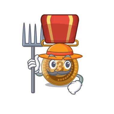 Çiftçi bronz madalya maskot ile izole