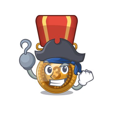 Korsan bronz madalya maskot ile izole