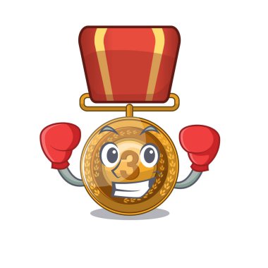 Boks bronz madalya maskot ile izole