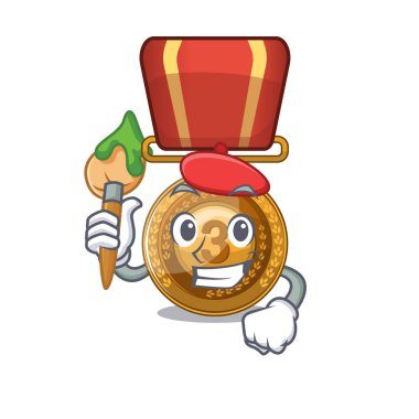 Sanatçı bronz madalya maskot ile izole