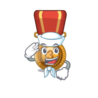 Denizci bronz madalya maskot ile izole