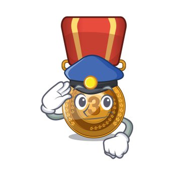 Polis bronz madalya maskot ile izole