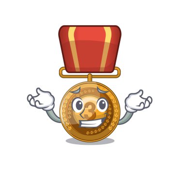 Karakter dolabında sırıtan bronz madalya karikatür