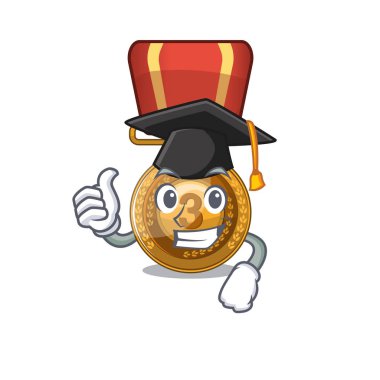 Karakter dolabında mezuniyet bronz madalya karikatür