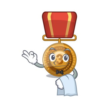 Çizgi film şekli ile garson bronz madalya