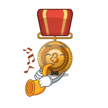 Karikatür şekli ile trompet bronz madalya ile