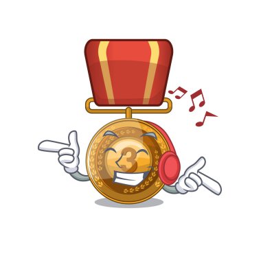 Karikatür şekli ile müzik bronz madalya dinleme