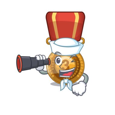 Karikatür şekli ile dürbün bronz madalya ile Denizci