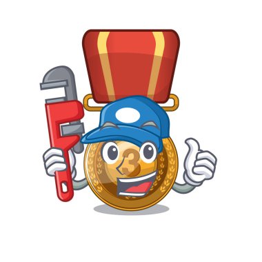 Tesisatçı bronz madalya duvar karakteri üzerine yerleştirilir