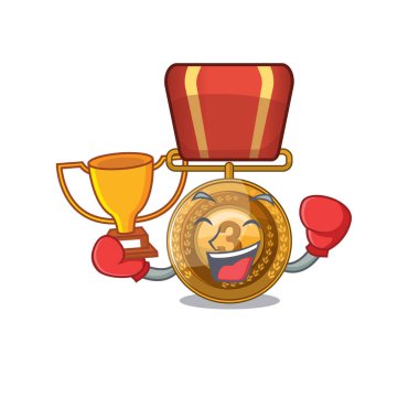 Boks şampiyonu bronz madalya duvar karakteri üzerine yerleştirilir