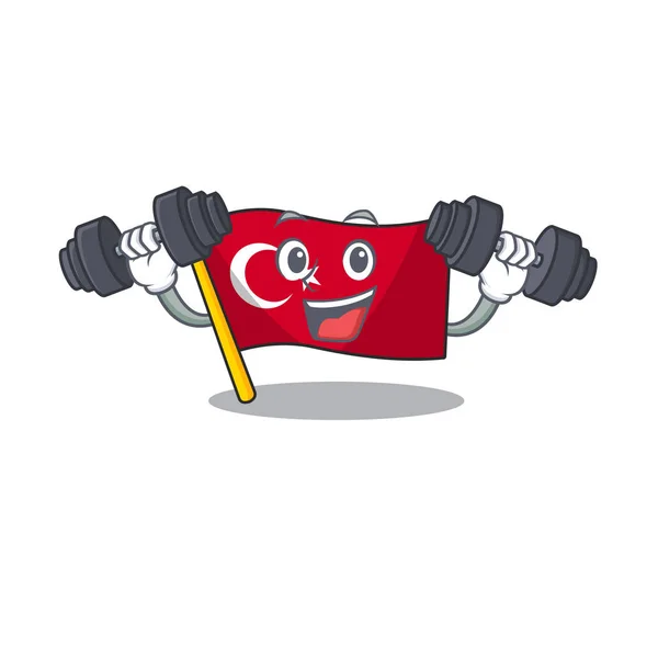 Fitness-Flagge Truthahn Charakter auf geformten Cartoon — Stockvektor
