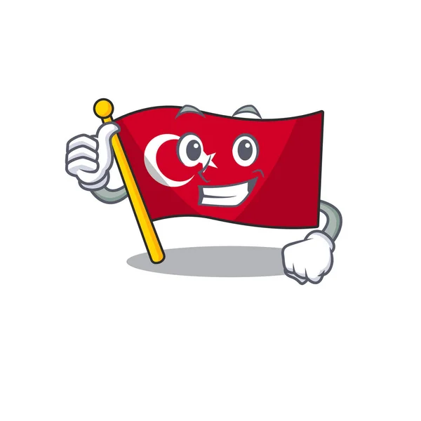 Thumbs up bayrak türkiye karikatür izole — Stok Vektör