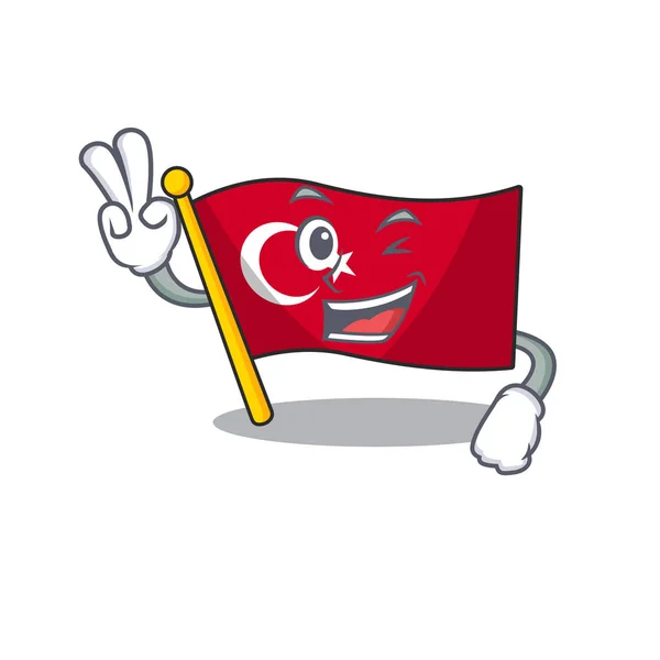 Δύο δάχτυλα σημαία της Τουρκίας απομονώθηκε στο καρτούν — Διανυσματικό Αρχείο