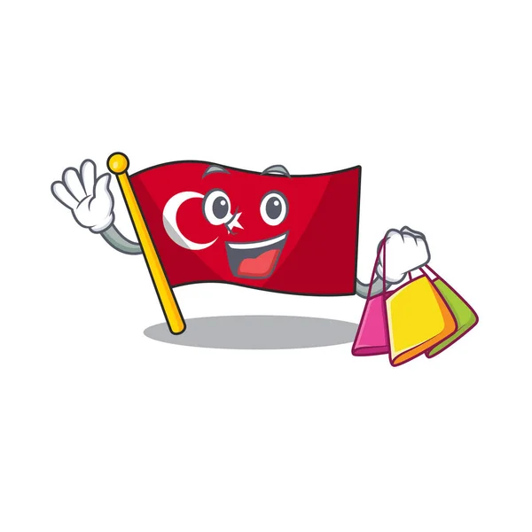 Shopping bandiera tacchino isolato nel cartone animato — Vettoriale Stock