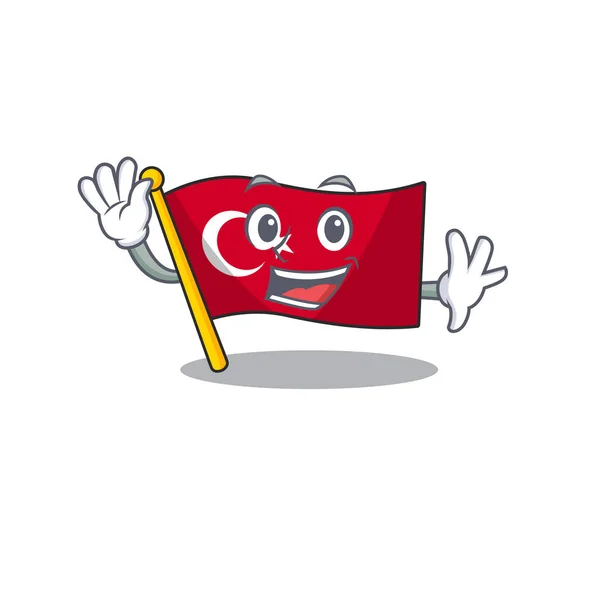 Viftande flagga Turkiet isolerade i den tecknade — Stock vektor