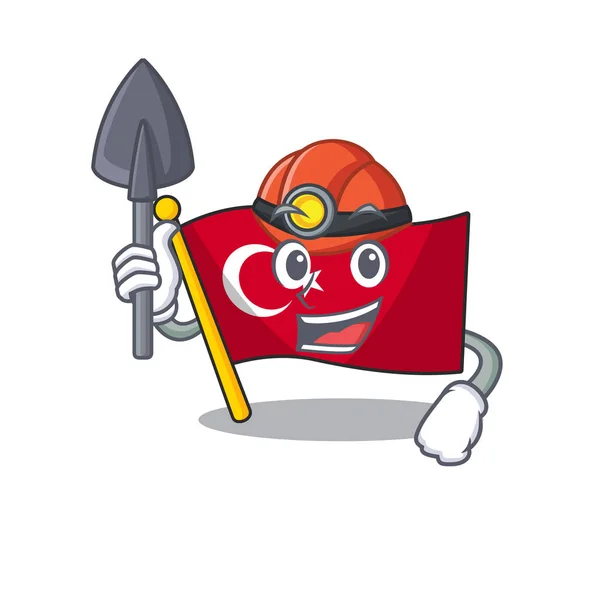 Maskot şeklinde madenci bayrağı Türkiye — Stok Vektör