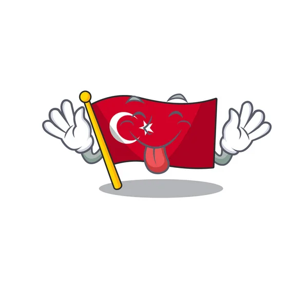 Tong uit Turkije karakter vlag in mascotte lade — Stockvector