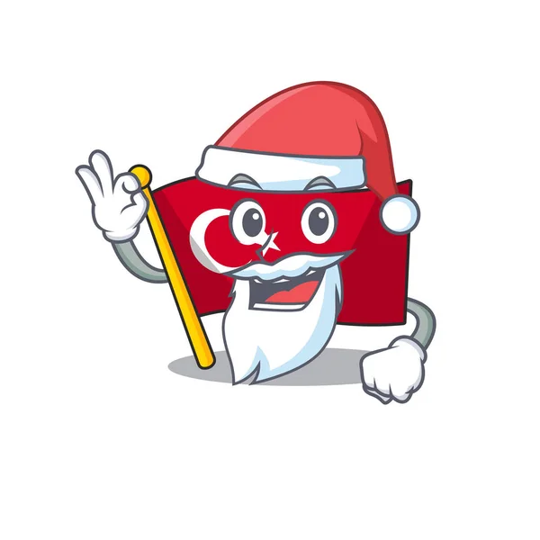 Weihnachtsmann Türkei Charakterfahne in Maskottchen-Schublade — Stockvektor