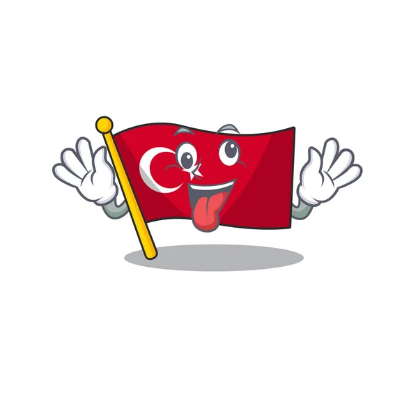 Crazy turkey character flag in mascot drawer — Stock Vector