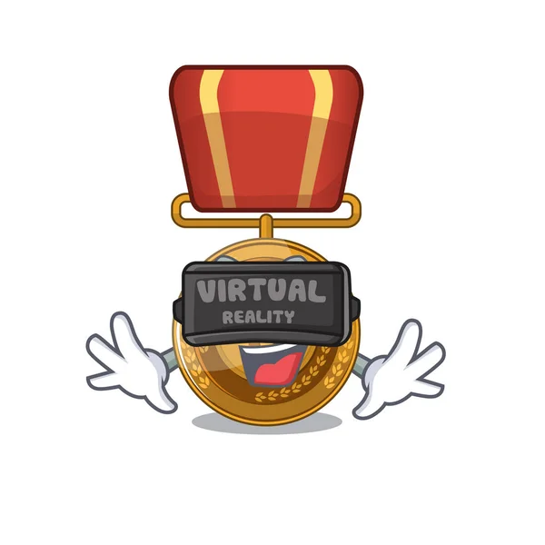 Virtual Reality bronzen medaille met de cartoon vorm — Stockvector