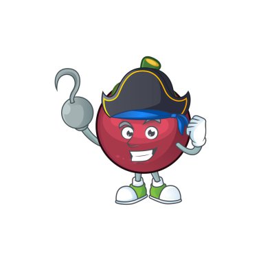 Korsan karakter tatlı mangosteen karikatür izole