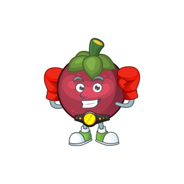 Boks karakteri tatlı mangosteen çizgi film izole