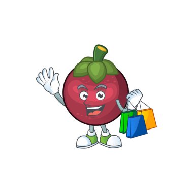 Sağlık için Alışveriş meyve mangosteen çizgi film karakteri