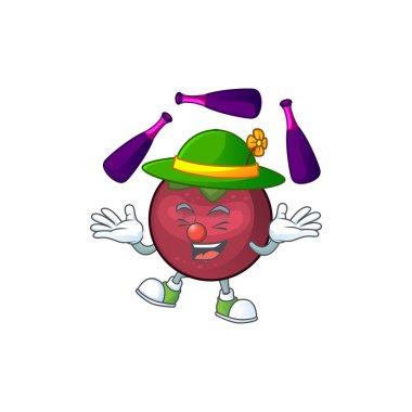 Beyaz arka plan üzerinde izole karikatür mangosteen Hokkabazlık