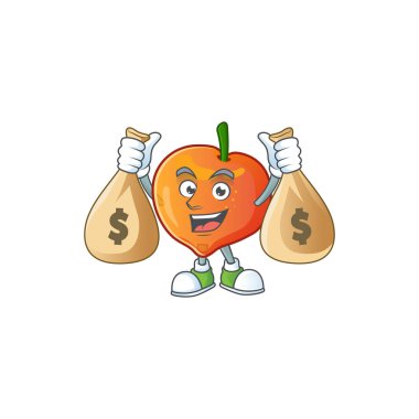 Maskot ile para çantası nectarian taze çizgi film karakteri ile