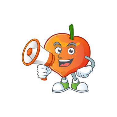 Maskot ile megafon nectarian taze çizgi film karakteri ile
