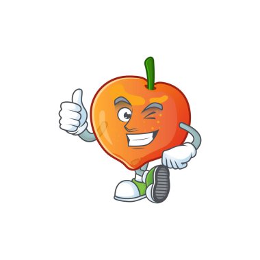 Thumbs kadar nektarin karakter maskotu komik şekil karikatür.