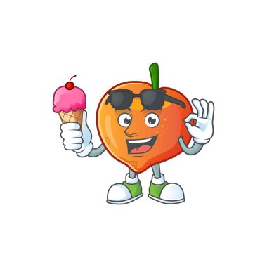 Dondurma nektarin karakter maskotu komik şekil karikatür ile.