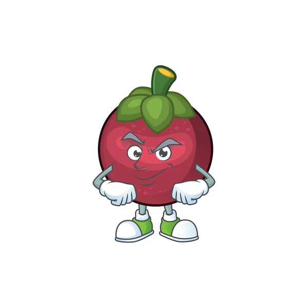 Smirking fruit Mangosteen cartoon karakter voor gezondheid — Stockvector