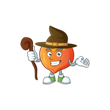 Beyaz arka planda cadı nektarin çizgi film karakteri