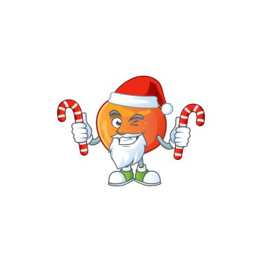 Karikatür tarzı şeker tatlı nektarin karakter maskot ile Santa