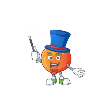 Çizgi film tarzı Sihirbaz tatlı nektarin karakter maskot