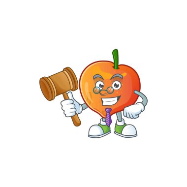 Karikatür tarzı Yargıç tatlı nektarin karakter maskot