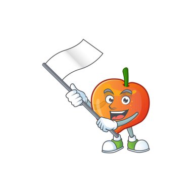 Karikatür tarzı bayrak tatlı nektarin karakter maskot ile