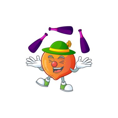 Karikatür tarzı tatlı nektarin karakter maskot hokkabazlık