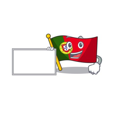 Şekil karikatür tahta bayrağı portekiz karakteri ile