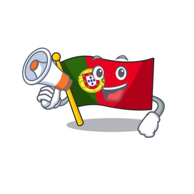 Megafon bayrak portekiz karakteri şeklinde karikatür ile