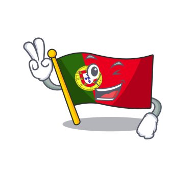 Karikatür masasında katlanmış iki parmak portekiz bayrağı