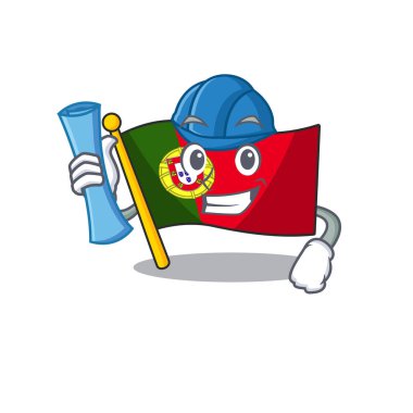 Mimar portekiz bayrağı karikatür masasına katlanmış