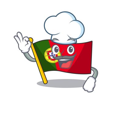 Şef portekiz bayrağı karikatür masasında katlanmış